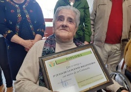 Julia de la Fuente en el día en el que cumplió los cien años