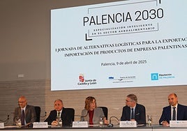 Representantes de las instituciones, en la reunión de la plataforma, el pasado 9 de abril en Palencia.