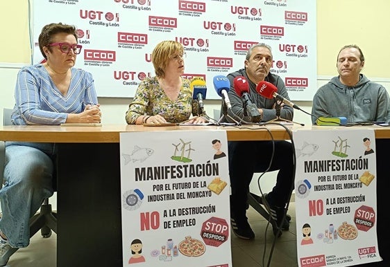 Rueda de prensa de los sindicatos, este jueves, para anunciar la manifestación.