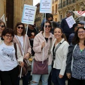 Un momento de la protesta, en la Plaza Mayor.