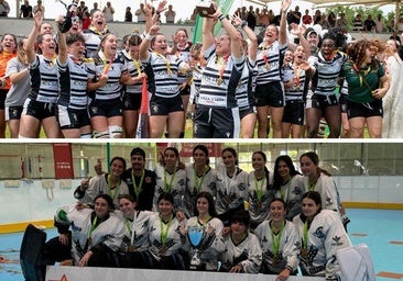 Arriba, las jugadoras de rugby del Colina Clinic El Salvador y abajo, las patinadoras del CPLV Munia Panteras.