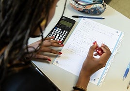 Una alumna de Bachillerato repasa sus apuntes en una imagen de archivo.