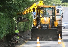 Obras este lunes en el paseo de Santo Domingo.