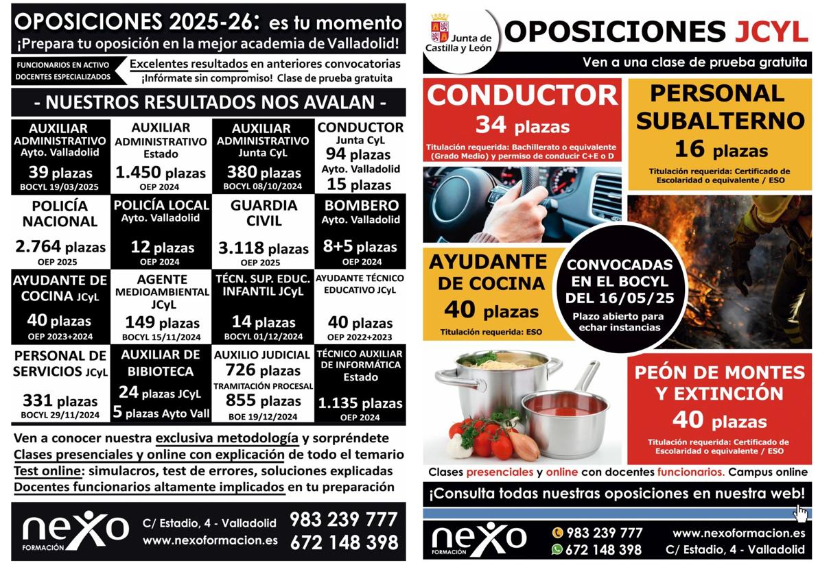 Nexo Formación, la mejor academia para preparar las oposiciones de Auxiliar administrativo y Conductor