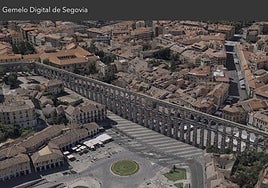 Vista del visor de sombras del Gemelo Digital de Segovia.