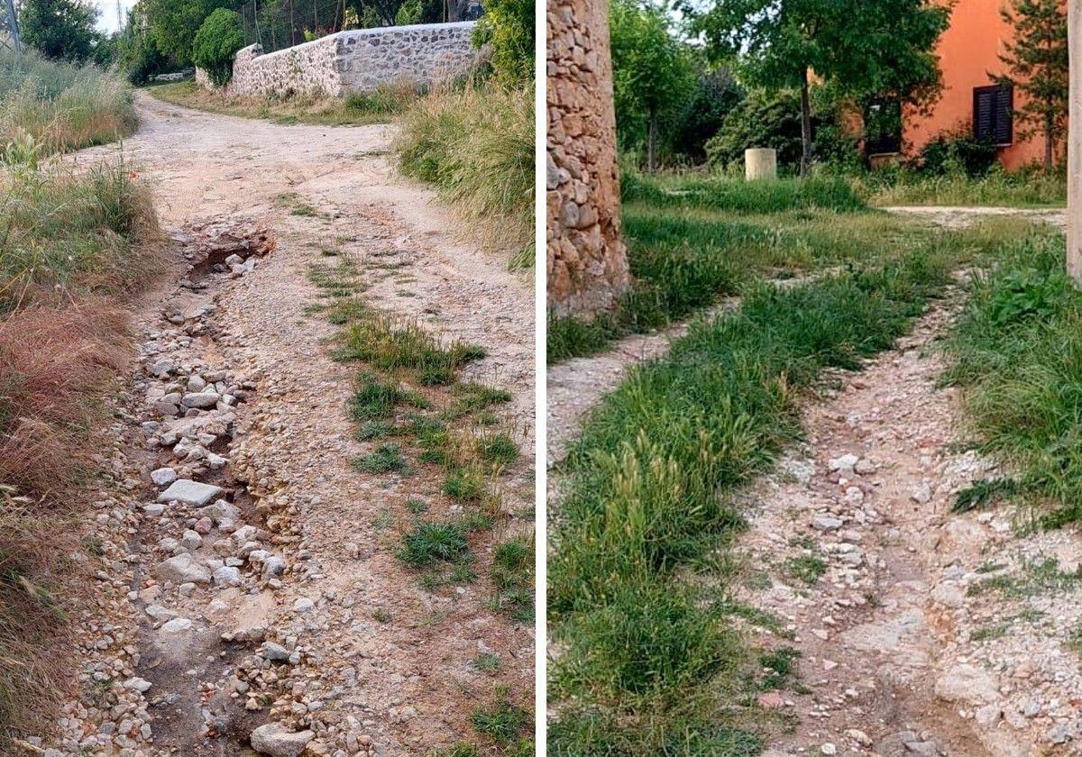 Estado en el que quedaron las calles de Tanarro después de la tormenta del pasado martes.