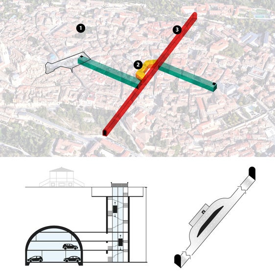 Así era el «inviable» túnel de Segovia con aparcamientos y apeaderos para autobuses