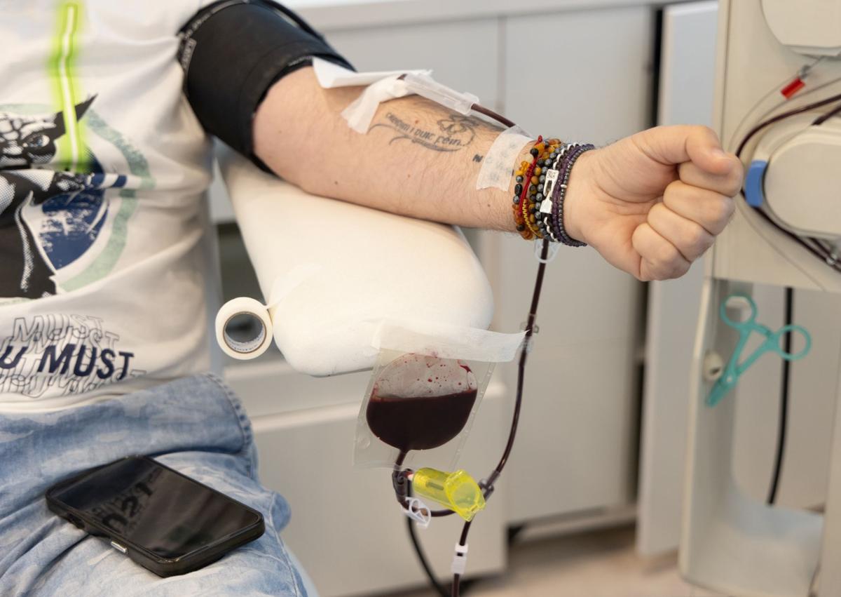 Imagen secundaria 1 - Preparación de muestras en la sala de extracción, un donante durante la donación de sangre y trabajo en los laboratorios del Centro de Hemoterapia y Hemodonación de Castilla y León.