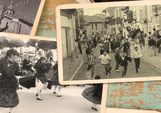 Collage con fotos antiguas de Nava del Rey.
