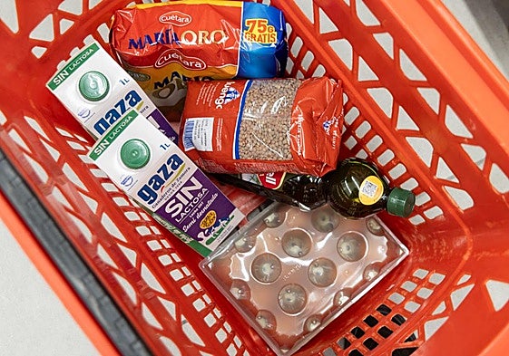 Imagen de archivo de una cesta de la compra en Valladolid.