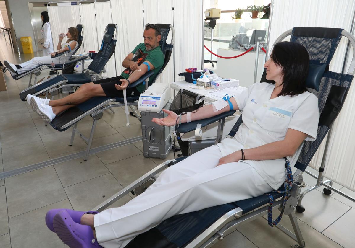 Donación de sangre, este lunes en el Hospital Río Carrión.