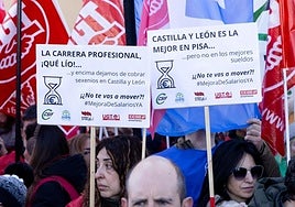 Momento de la protesta de profesores este mes de enero en Valladolid.