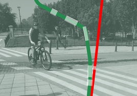 El paso de cebra más largo del carril bici, que suma casi veinte metros de longitud.