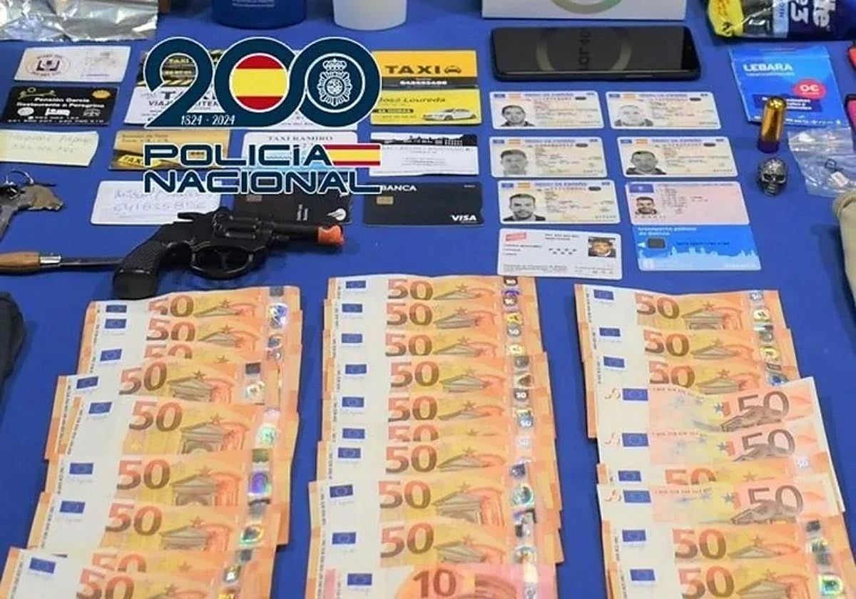 Material y dinero incautado al detenido en Valladolid.