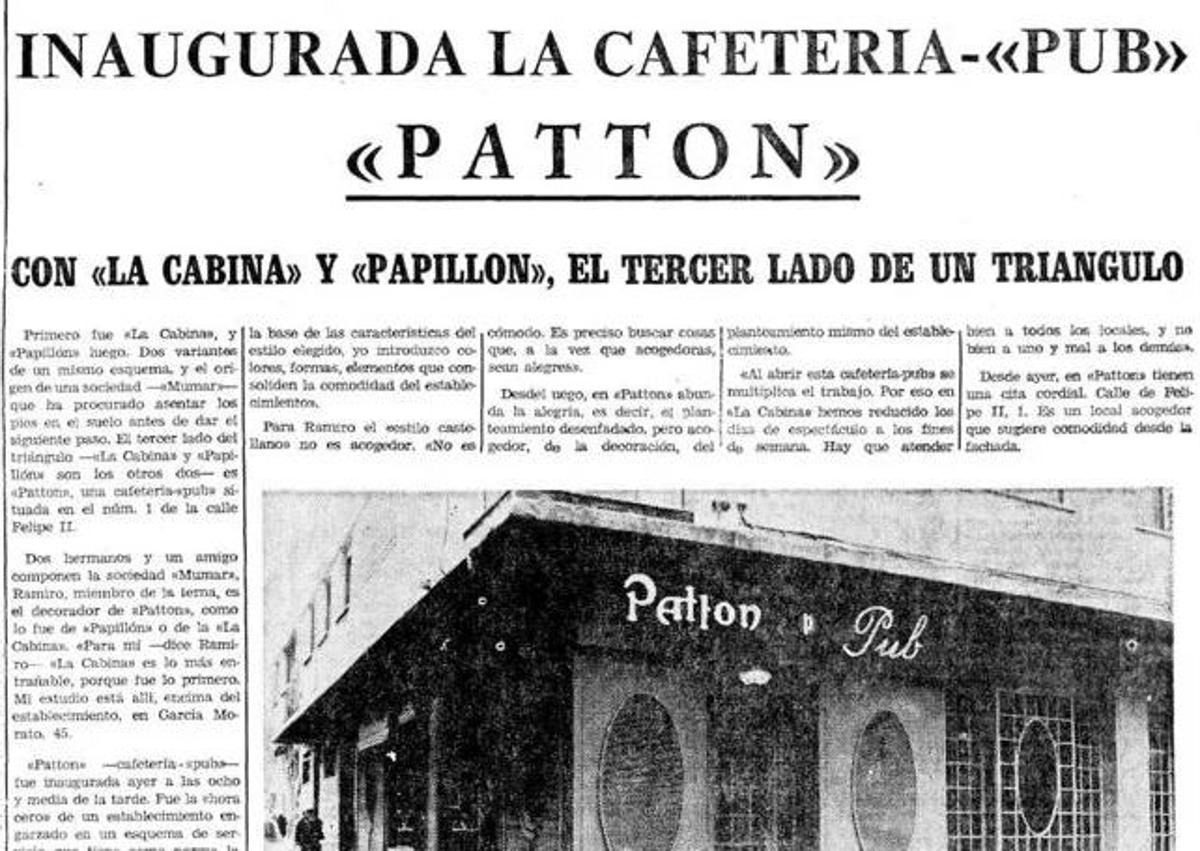Imagen secundaria 1 - José Manuel Mora posa junto a la barra del bar Patton. En las siguientes imágenes, página de El Norte de Castilla de 1977 que anuncia la inauguración del pub Patton, y los hermanos Ángel y José Luis Cristóbal, propietarios del negocio.