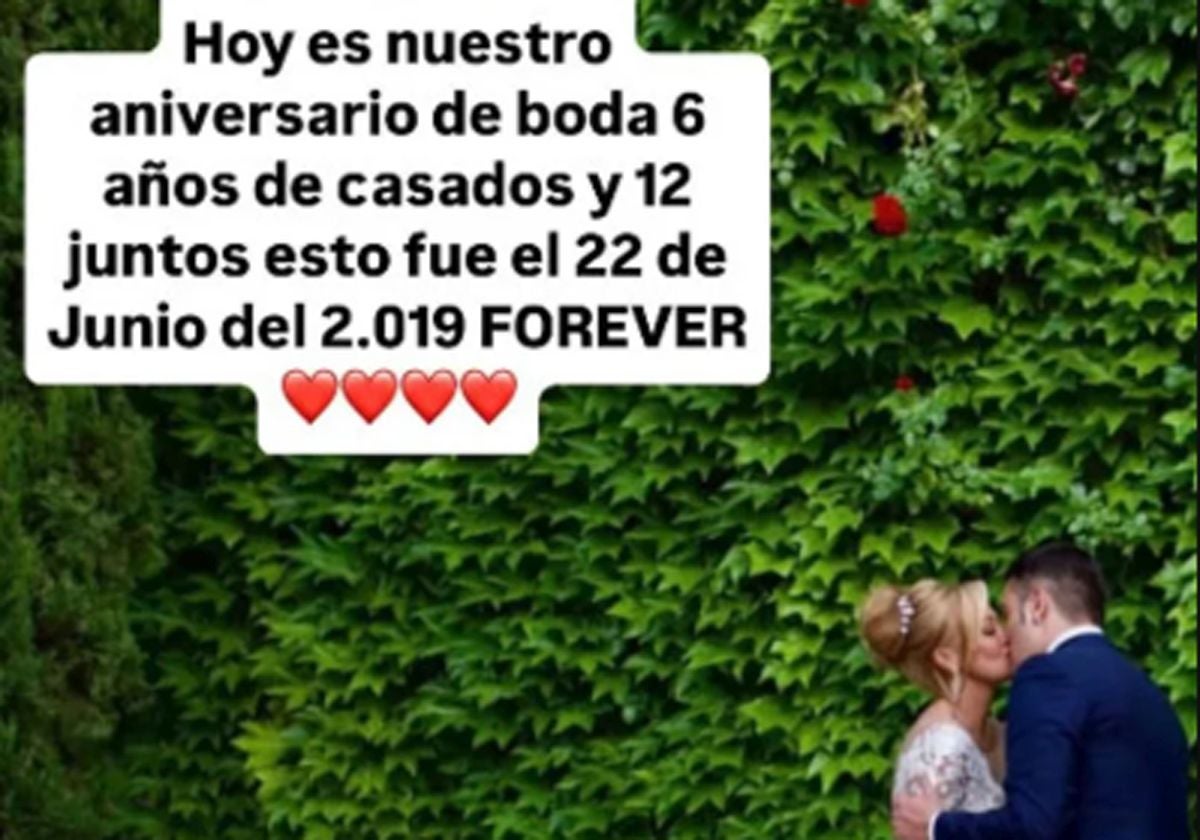Publicación de Belén en su sexto aniversario de boda con Miguel Marcos.
