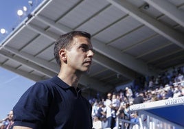 Borja Jiménez, antes del partido Leganés-Real Valladolid de la última jornada en Primera División.
