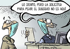 Viñeta de Sansón publicada el 4 de enero de 2021 sobre el peregrinaje que exige la tramitación administrativa.