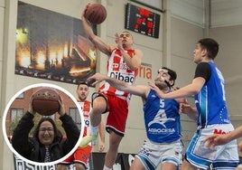 Partido de baloncesto del CD Base segoviano y la delegada de la Federación de Baloncesto de Castilla y León en Segovia.