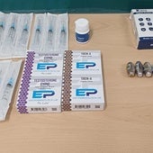 Fotografía de las sustancias intervenidas por la Guardia Civil.