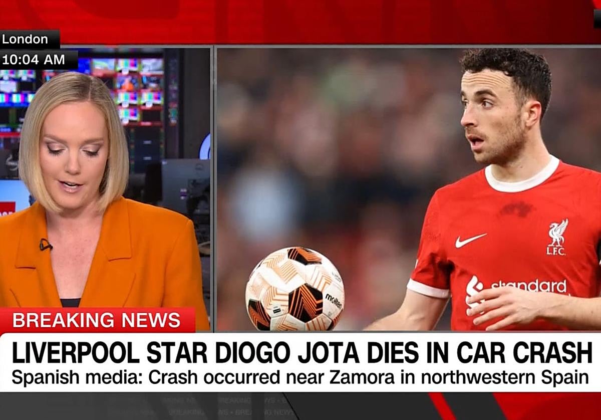 Emisión de la CNN con la información del fallecimiento de Diogo Jota en Zamora