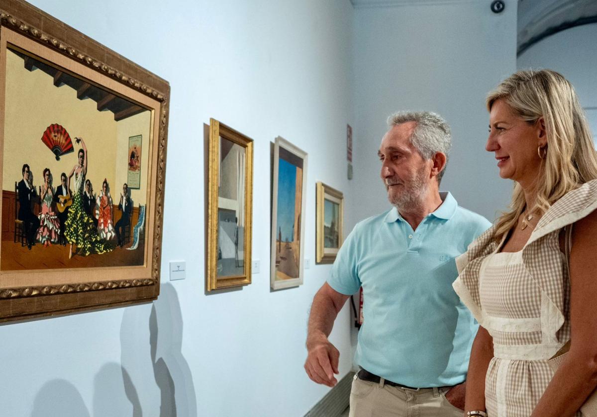 Miguel Ángel García Pérez e Irene Carvajal, en la inauguración de la muestra.