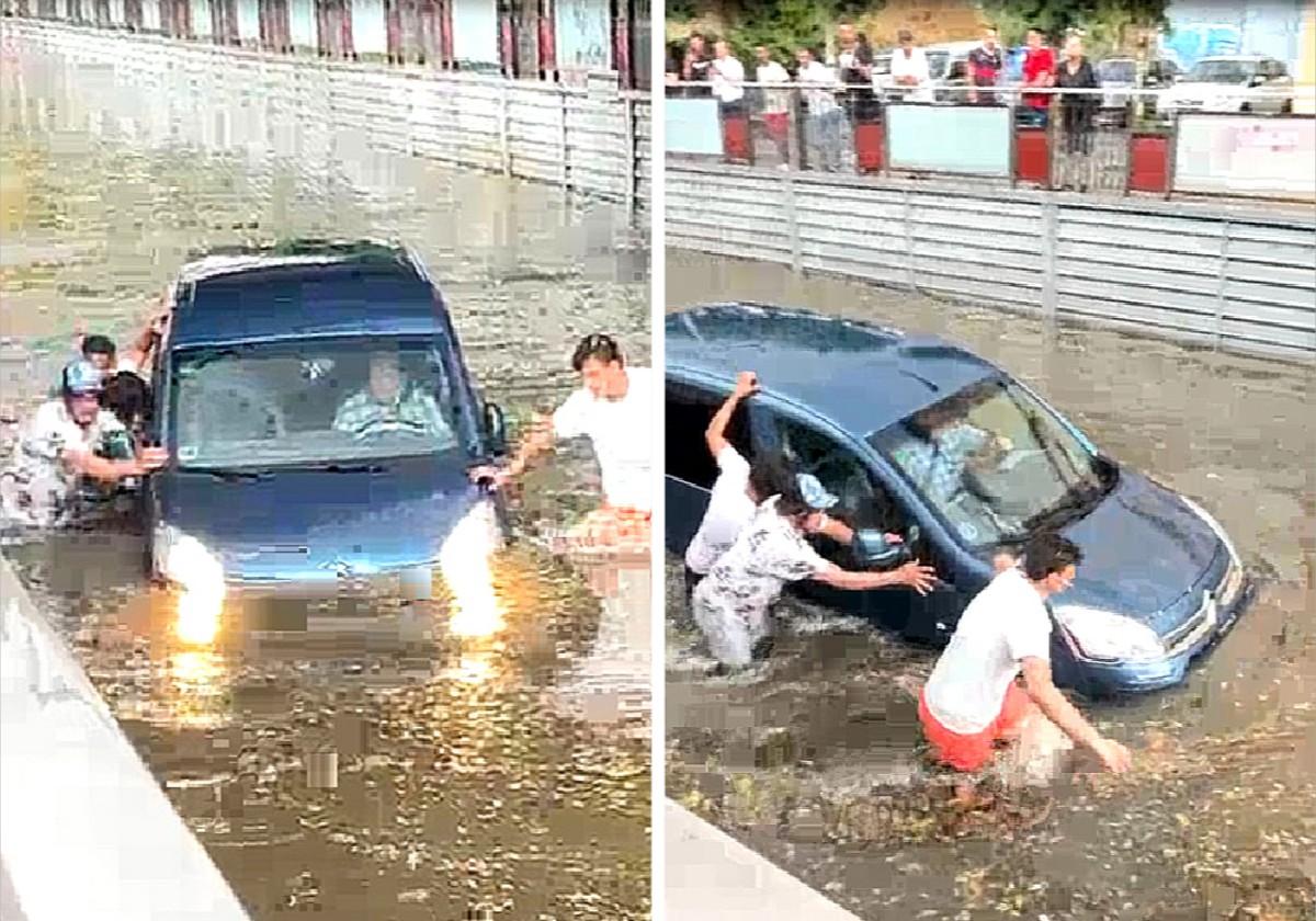 Un rescate al límite y un asilo anegado por la tromba en Medina del Campo