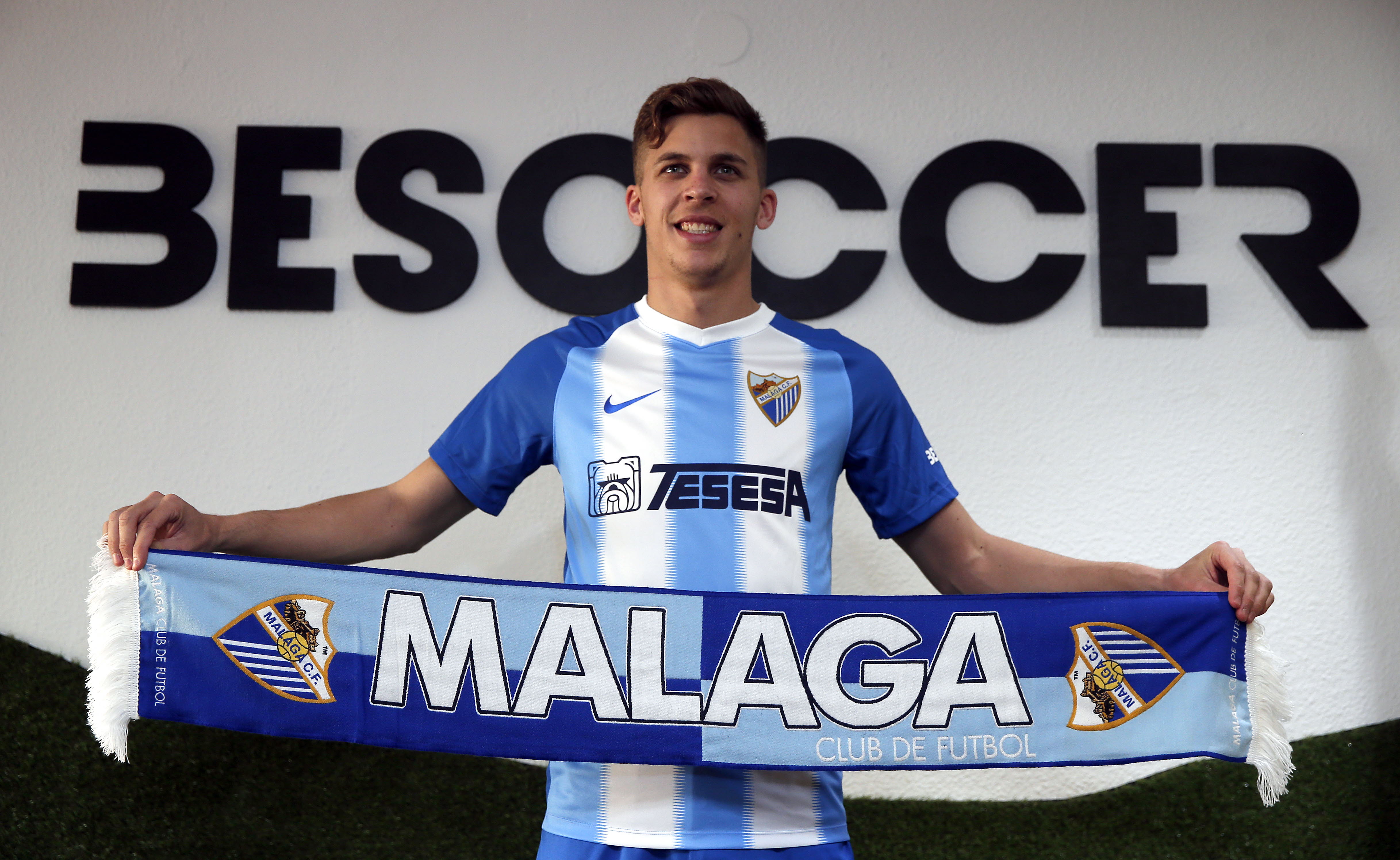 Alejo, en su presentación con el Málaga.
