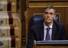 El presidente del Gobierno Pedro Sánchez durante el pleno en el Congreso de los Diputados, este miércoles.
