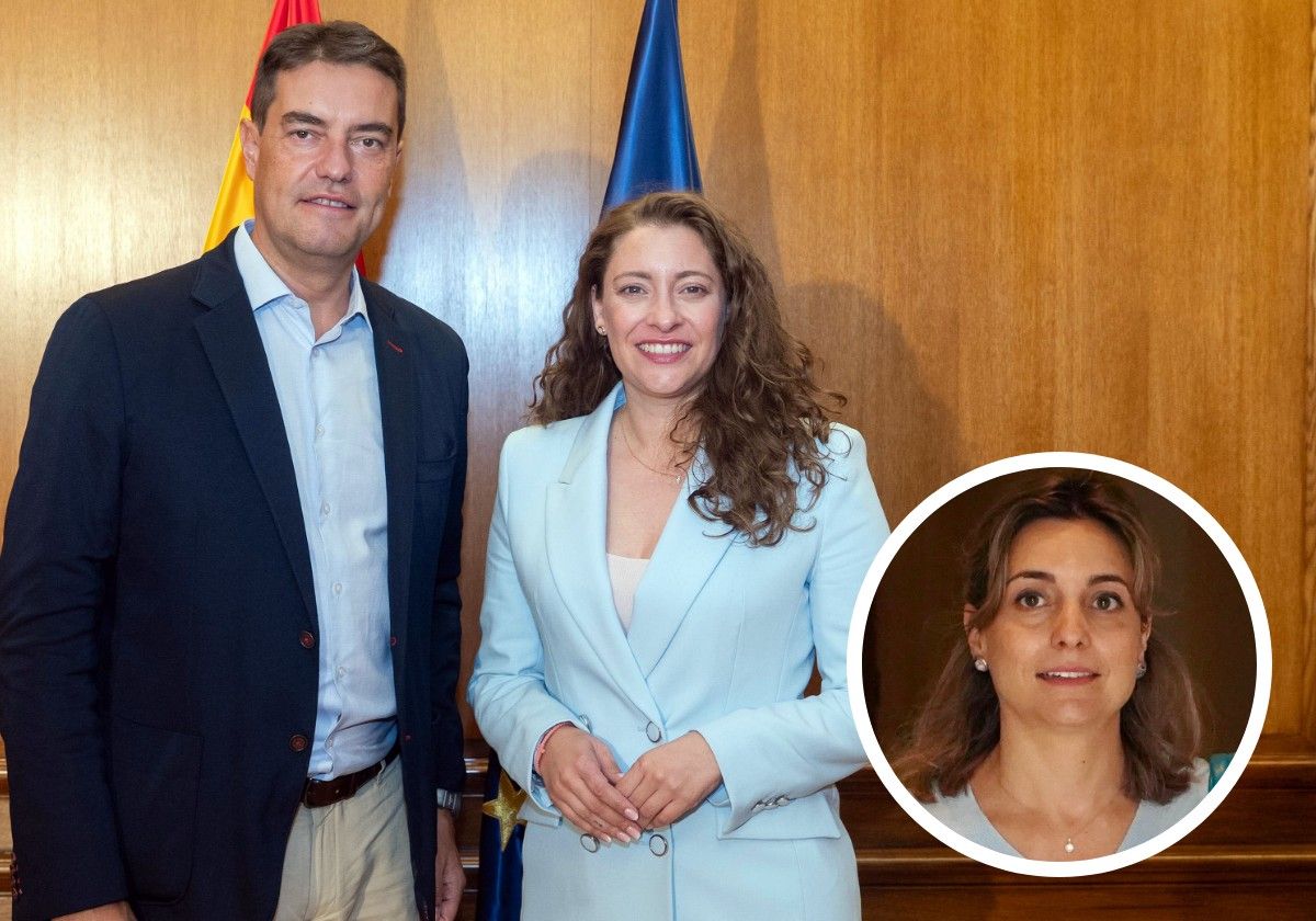 Ester Muñoz, portavoz del PP en el Congreso de los Diputados, con los dos dirigentes que ha incorporado a su equipo de dirección, la vallisoletana Irene Muñoz y el burgalés Ángel Ibáñez.