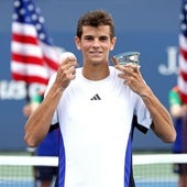 Rafa Jódar, tras ganar el US Open junior.