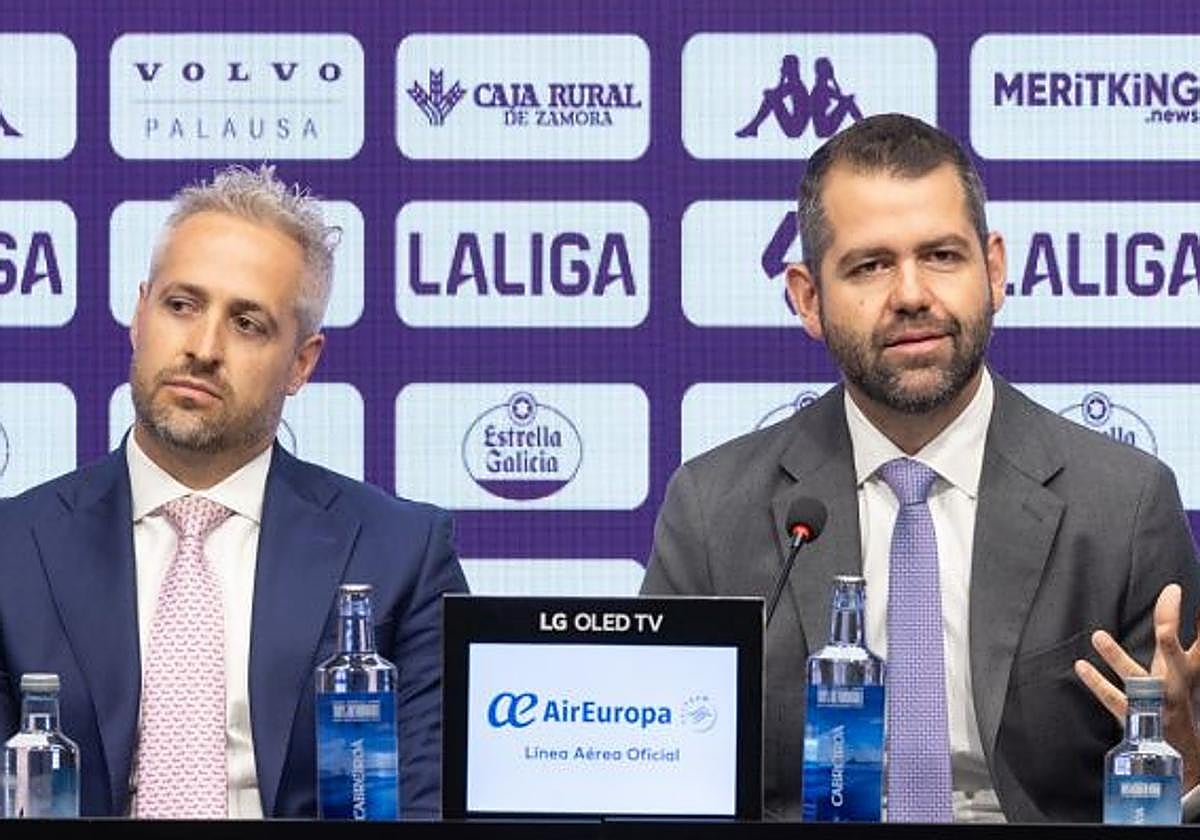 Enrique Uruñuela (izquierda) y Gabriel Solares, durante su presentación como nuevos copresidentes del Real Valladolid el pasado 1 de julio.