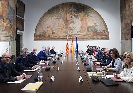 Reunión de la Comisión Bilateral Estado-Generalitat, ayer, en el Palau de la Generalitat.