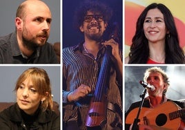 A la izquierda, Víctor Aliste y Nadia Álvarez. En el centro, El Chelista y a la derecha, Marilia y Shuarma.