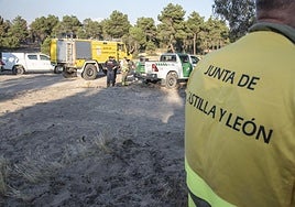 Incendio en un pinar de la localidad segoviana de Cuéllar, hace unos días.