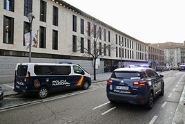 Efectivos de la Policía Nacional frente a los juzgados de la calle Angustias, en una imagen de archivo.