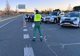 Agentes de la Guardia Civil en un control realizado en una carretera de Segovia.
