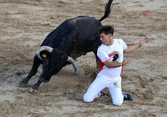 Dany Alonso pega un quiebro de rodillas en uno de los mejores momentos de la tarde.