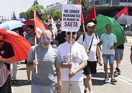 Manifestación de los trabajadores de Saeta, el pasado jueves.