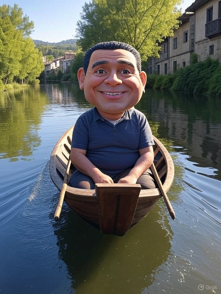 Otro juego de palabras... Una persona disfrutando de un paseo en barca.