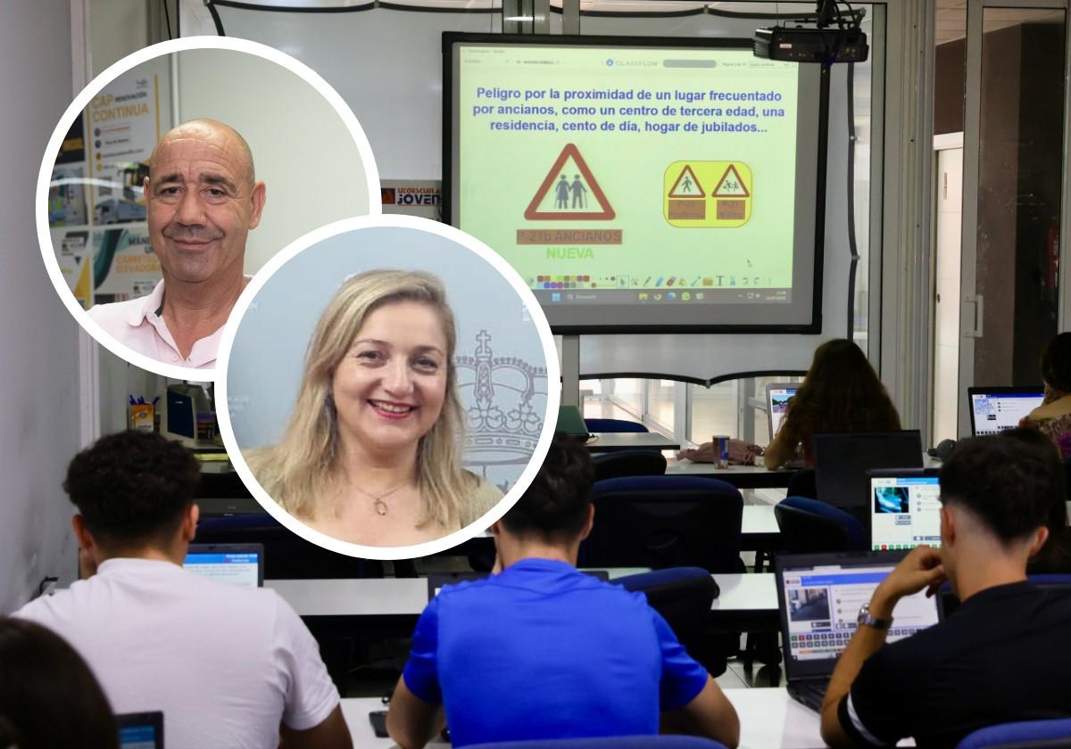 Varios alumnos durante una clase en la Autoescuela Joven de Valladolid.