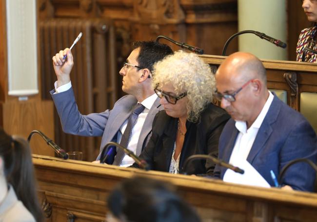 Pedro Herrero indica la abstención de su grupo en uno de los puntos del día.