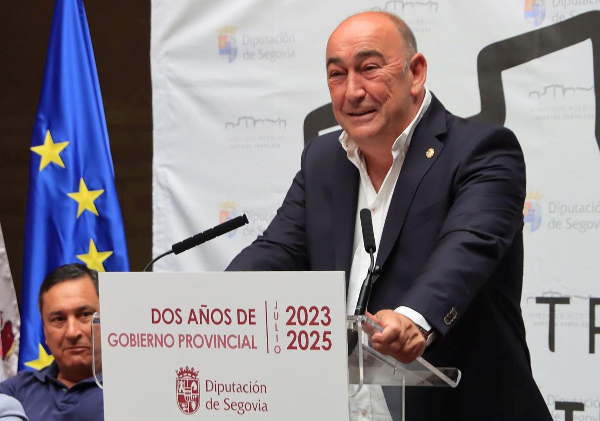 Miguel Ángel de Vicente, durante la rueda de prensa de balance de los dos años de mandato en la Diputación de Segovia.