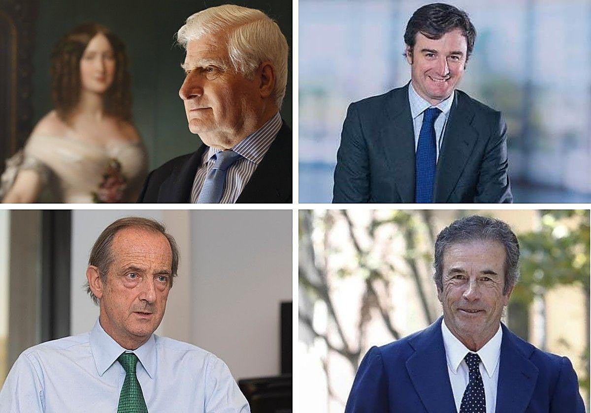 Carlos Fitz-James Stuart y Martínez de Irujo, marqués de Valdunquillo (y duque de Alba); Fernando Ramírez de Haro y Aguirre, marqués de Villanueva de Duero; Ignacio de Colmenares y Brunet, marqués de Olivares; y Ioannes Osorio, conde de Fuensaldaña.