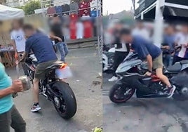 Un fotograma del vídeo difundido y en el que se ve al motorista hacer derrapes.