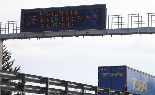 Panel informativo en la autovía a-62, en la provincia de Palencia.