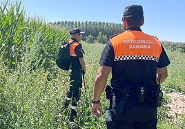 Dispositivo de búsqueda del hombre desaparecido en Zamora, el jueves por la tarde.