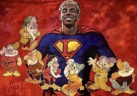 Foto del mural de Lamine Yamal vandalizado.