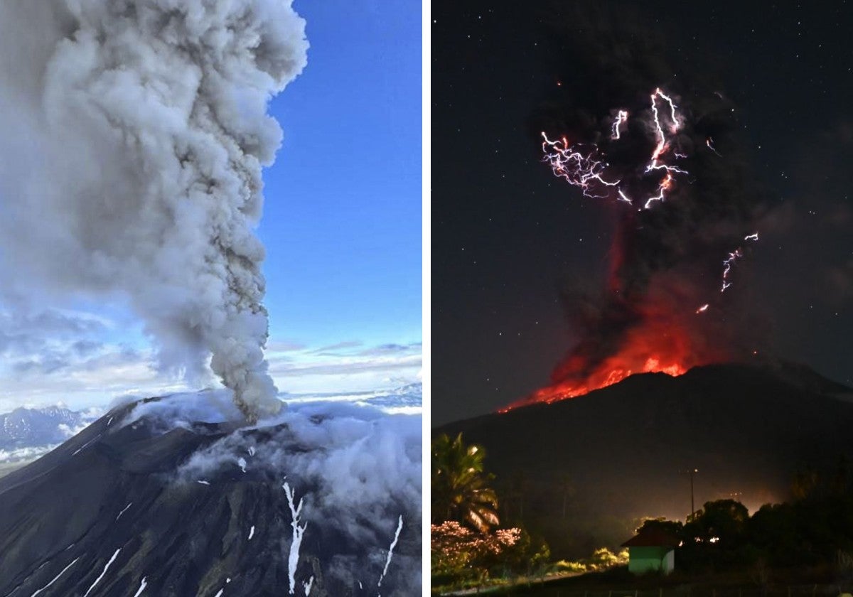 Las impresionantes imágenes de los volcanes en erupción de Rusia e Indonesia
