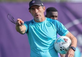 Guillermo Amada durante la sesión de entrenamiento del Real Valladolid.